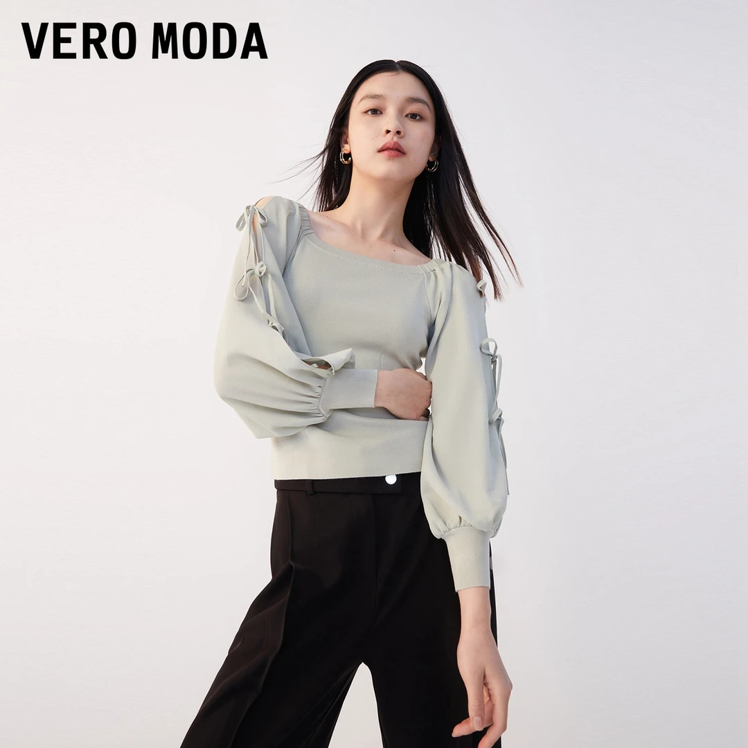 【官方】Vero Moda薄荷曼波针织衫2024灯笼袖设计气质323324008