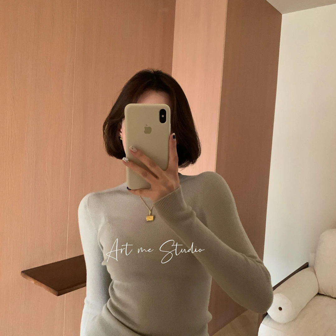 Artme瓜瓜呀【天鹅颈五色针织打底上衣】新澳龙头纱线半高领w24110