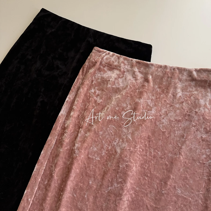 Artme瓜瓜呀【鎏金光感丝绒两色显贵气半裙】w1032w1