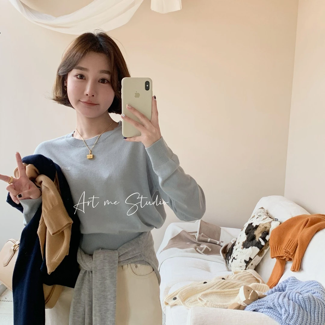 Artme瓜瓜呀【M四色针织上衣】羊毛刺绣简约百搭通勤风针织w24097