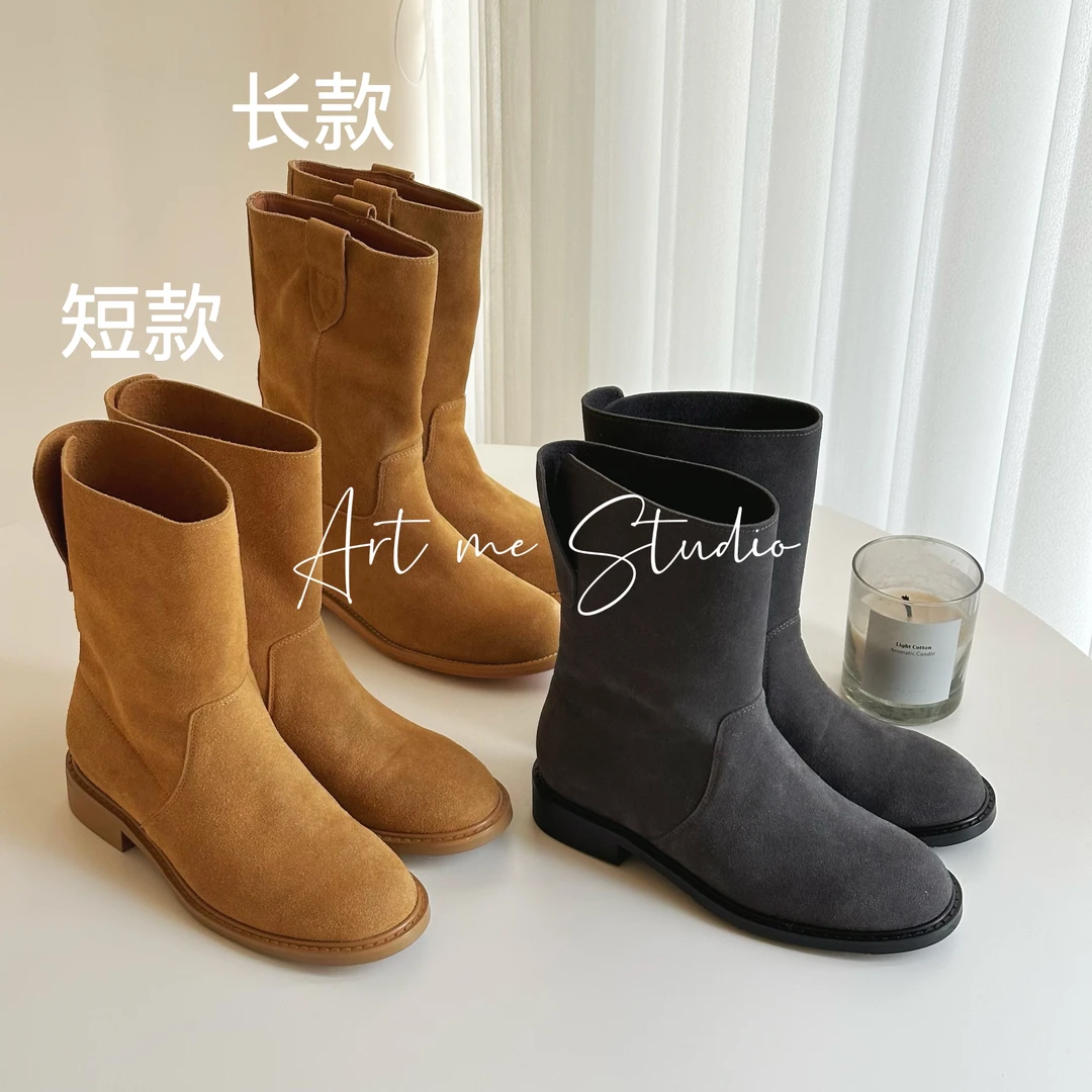 Artme瓜瓜呀【翻毛皮两色高筒靴】时尚百搭平底w24157