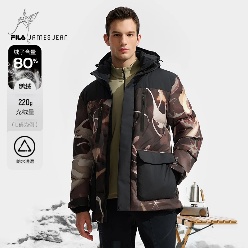Fila/斐乐男子【简明联名印花羽绒服】春季户外运动上衣A11M447918F