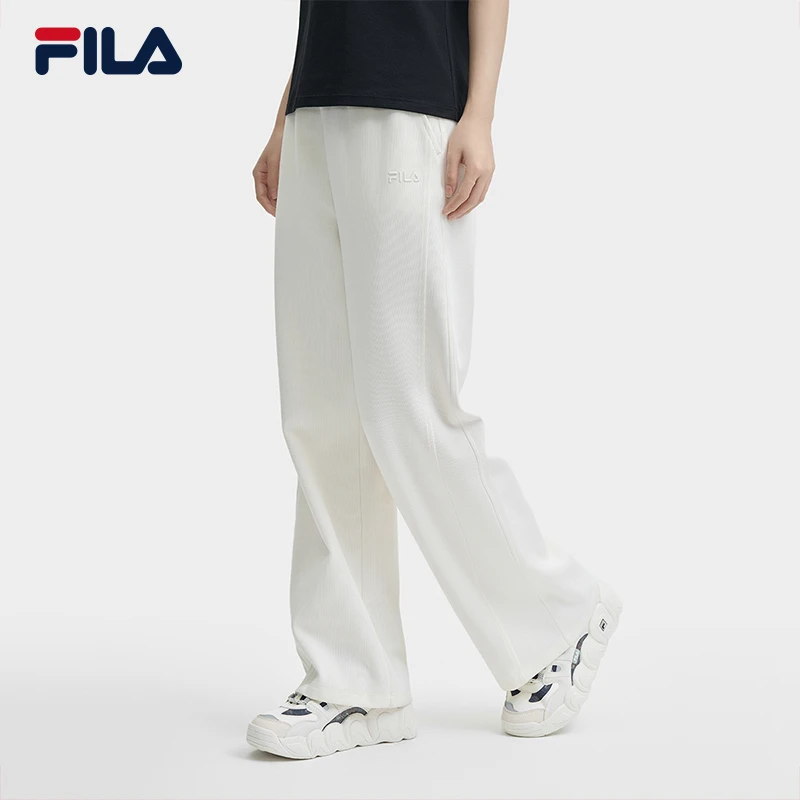 Fila/斐乐女士秋季【宽松直筒裤】新款白色休闲运动长裤F11W448609F