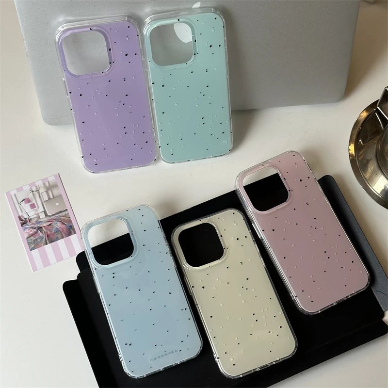适用苹果系列iPhone15韩系ins14pro纯色黑白泼墨13新款12手机壳