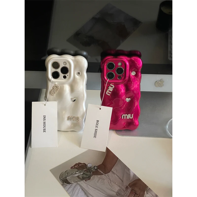 适用苹果系列iPhone14ins气质13pro水钻爱心宝石12pr陨石11手机壳