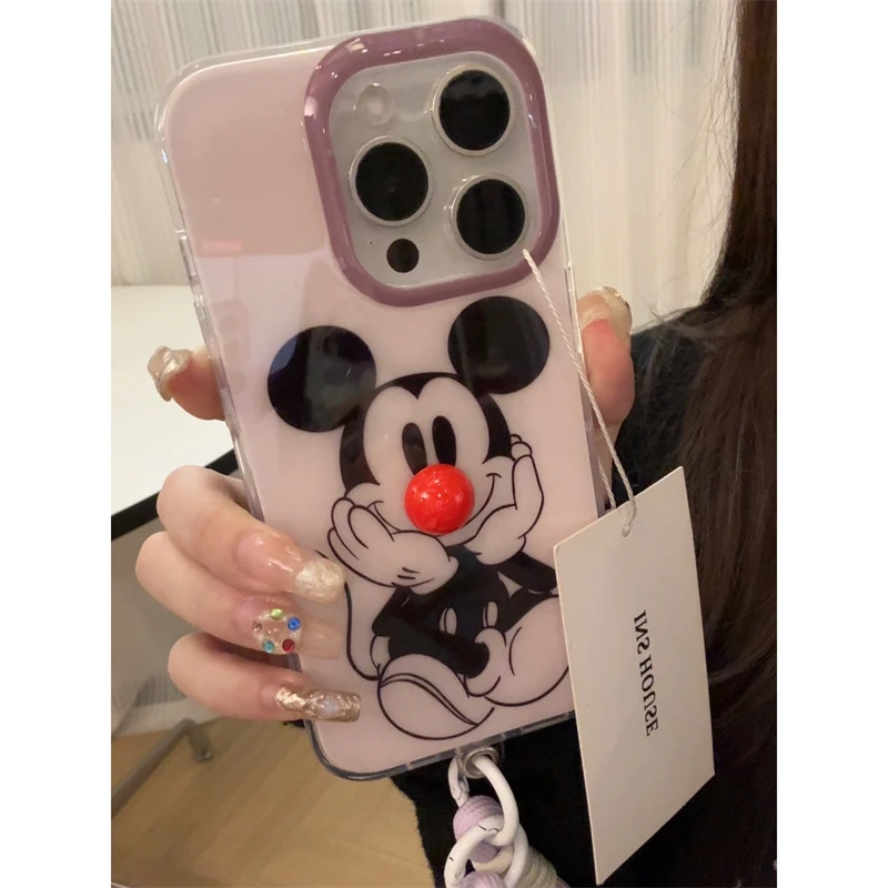 适用苹果系列iPhone15ins14pro红鼻子米奇13挂绳新款12手机壳