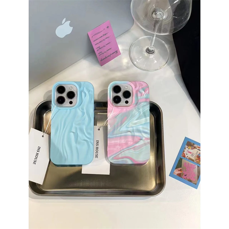 适用苹果系列iPhone14ins高级感13pro晕染水波纹12p小众11手机壳