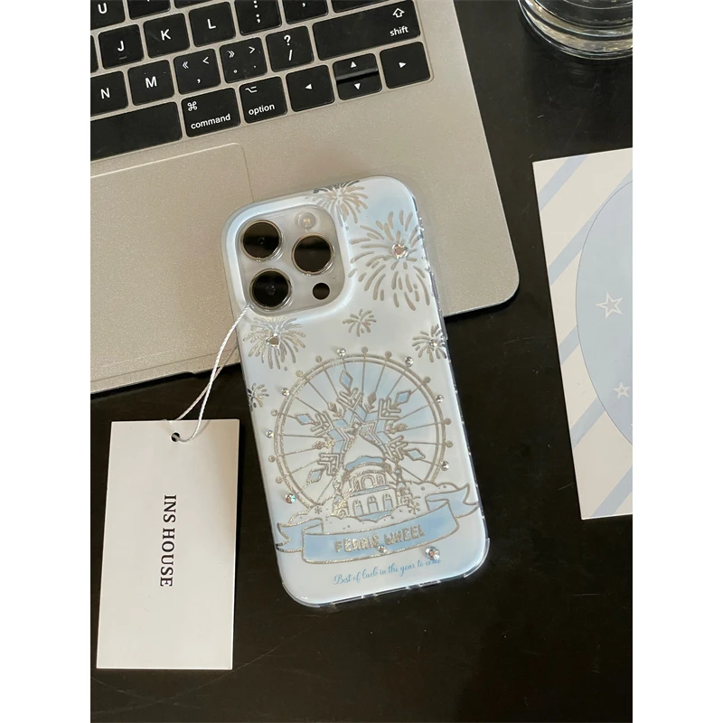 适用苹果系列iPhone15梦幻烟花钻14pro雪花摩天轮13新款12手机壳