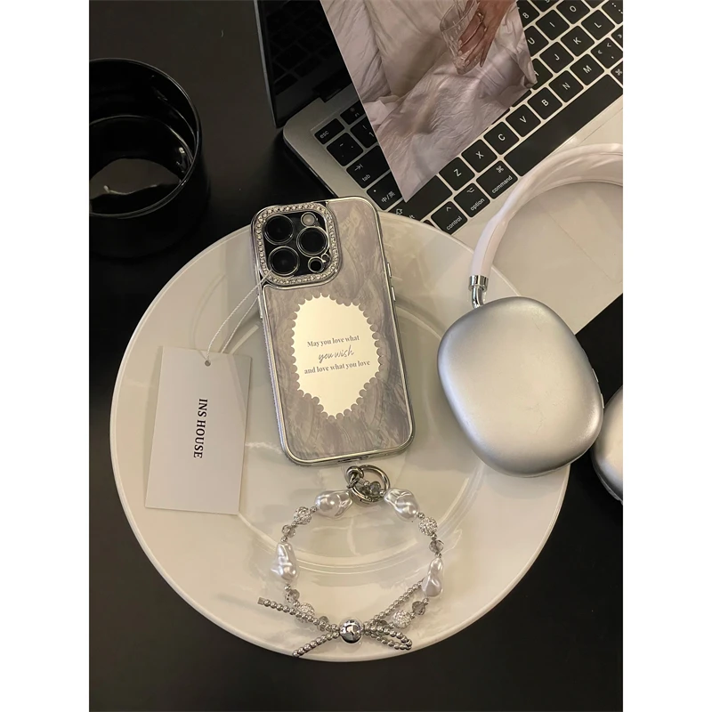 适用苹果系列iPhone15高级感14pro珍珠贝母镜面13pro新款11手机壳