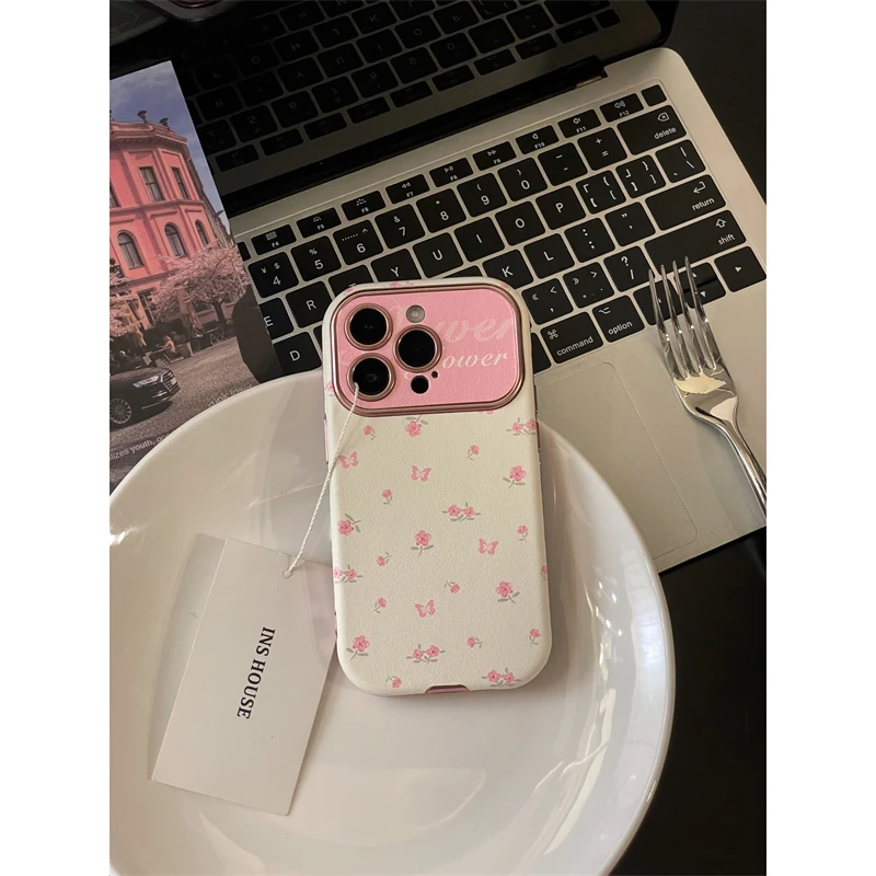 适用苹果系列iPhone15小清新14pro碎花蝴蝶13pro大视窗11手机壳