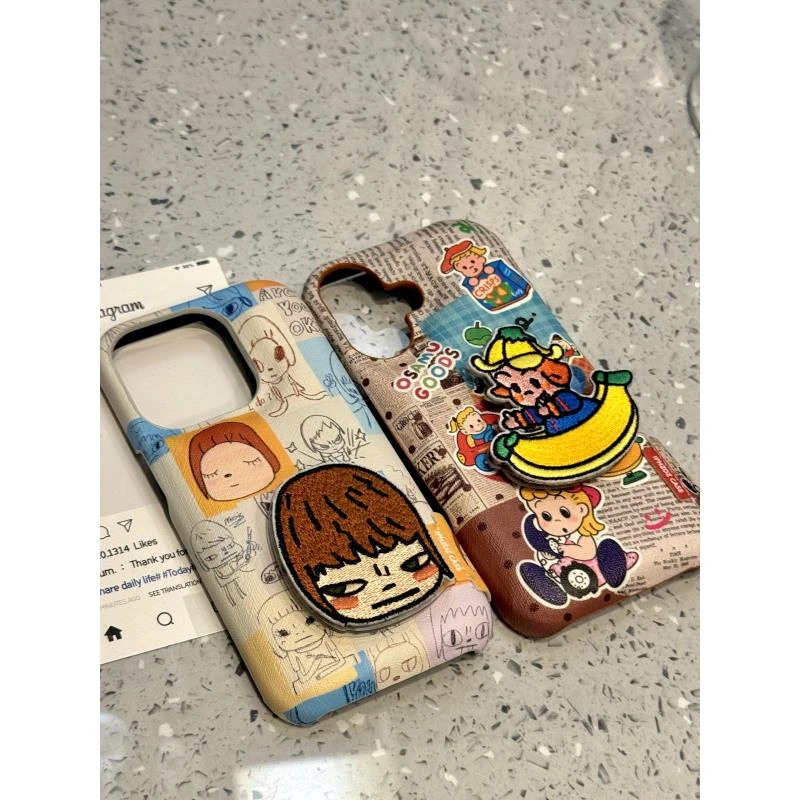 可爱涂鸦插画奈良美智适用ihone16promax苹果15pro手机壳14鼓包13