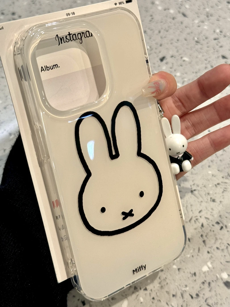 卡通可爱线条米菲兔适用ihone16promax苹果15pro手机壳14新款13软