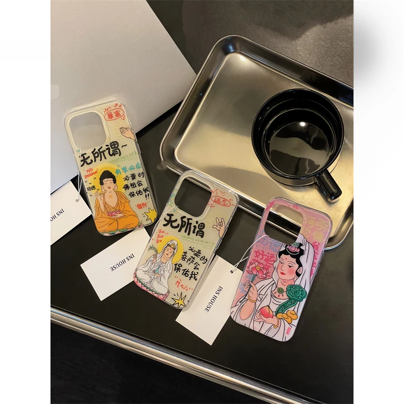 适用苹果系列iPhone14艺术国风13pro观音菩萨12p小众新款11手机壳