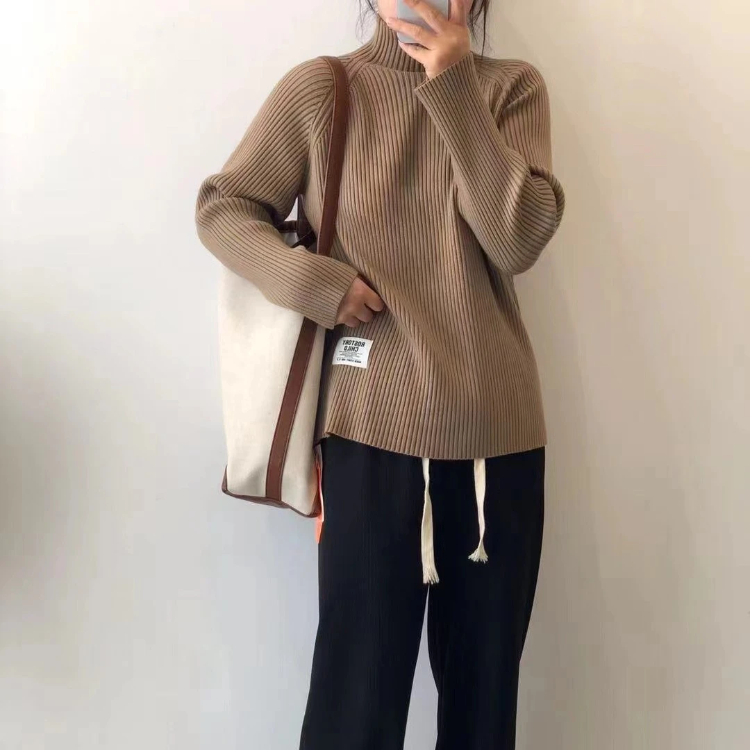 【絮薇精选】半高领加厚针织内搭打底宽松显瘦套头慵懒百搭毛衣-928