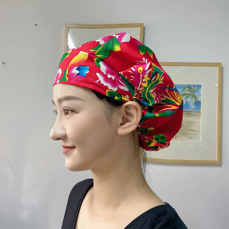 【花布帽子】帽子女厨房家用炒菜做饭餐饮食堂工作居家防尘防污帽