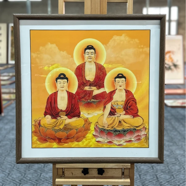 [E5三宝佛]60x60cm中国风家居装饰画办公室玄关客厅装饰画