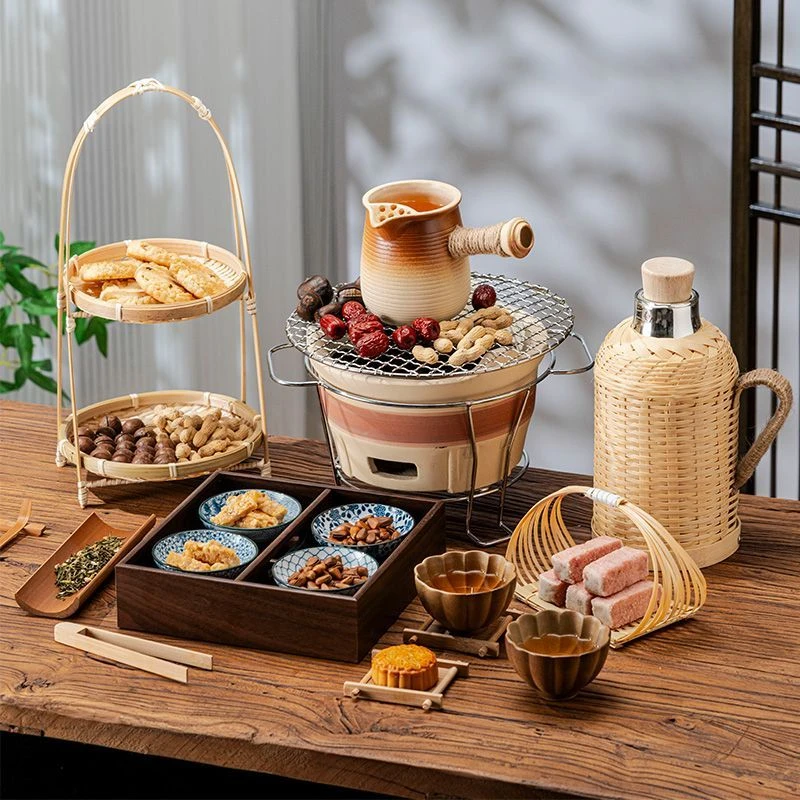 围炉煮茶烤火炉套装器具全套2024新款家用一套户外烧烤碳炉烤奶罐