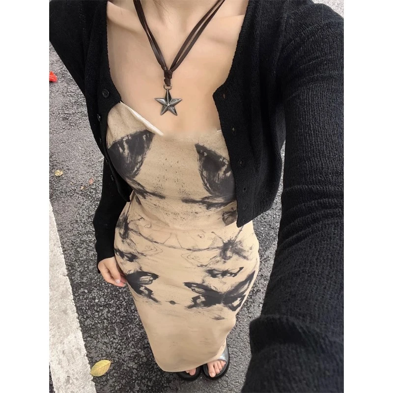 薄款外搭针织罩衫女夏季防晒开衫配吊带裙子短款黑色修身长袖上衣