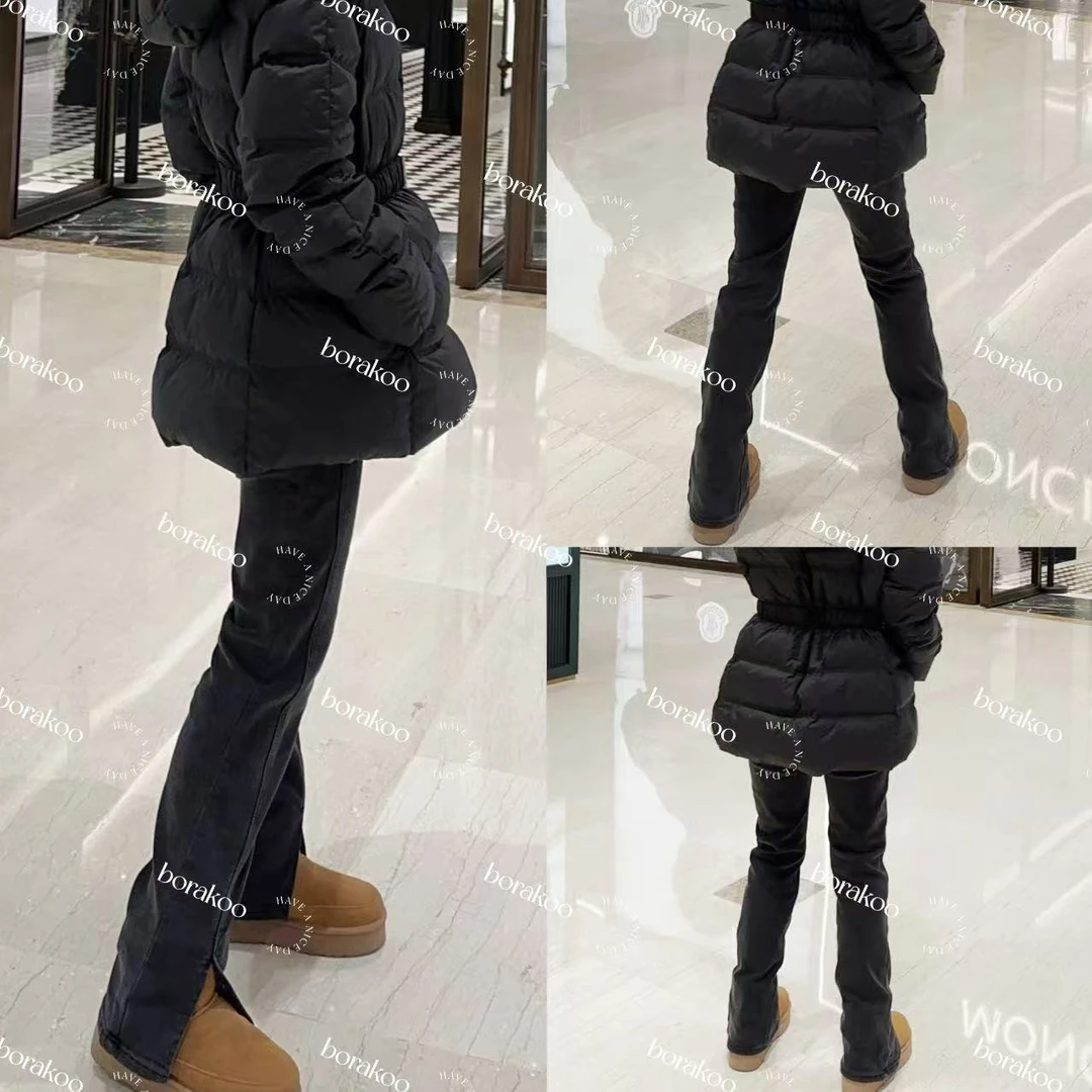 【BORAKOO】竹竿腿~水洗黑开叉牛仔裤