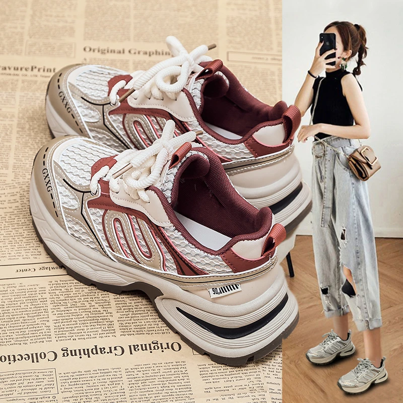 春新款高级感潮流老爹鞋女厚底单鞋时尚休闲百搭跑步运动鞋