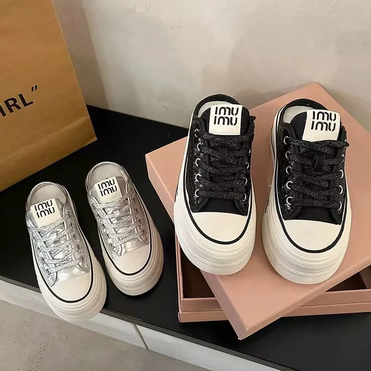 时尚帆布女鞋2024春季新款女单鞋透气平底小白鞋舒适百搭休闲鞋