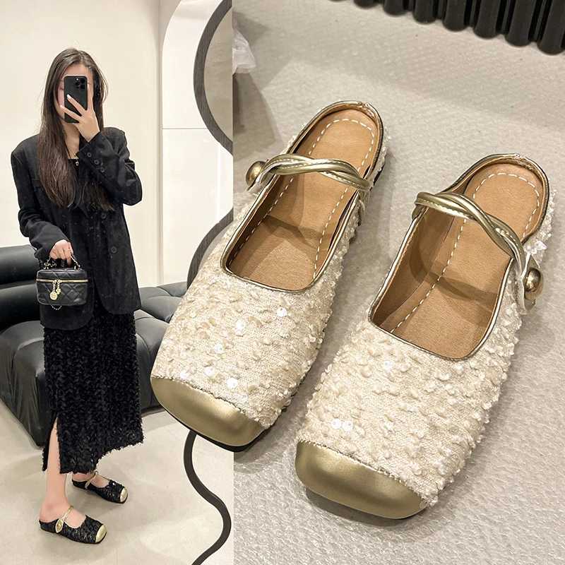 法式温柔气质半拖鞋女2024新春天外穿小跟高级感玛丽珍半拖