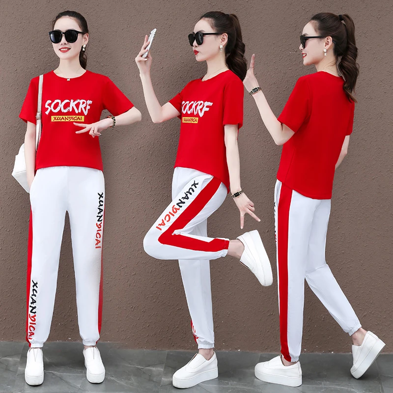 夏季新款女装2025休闲运动服套装显瘦韩版时尚广场舞健身操运动服