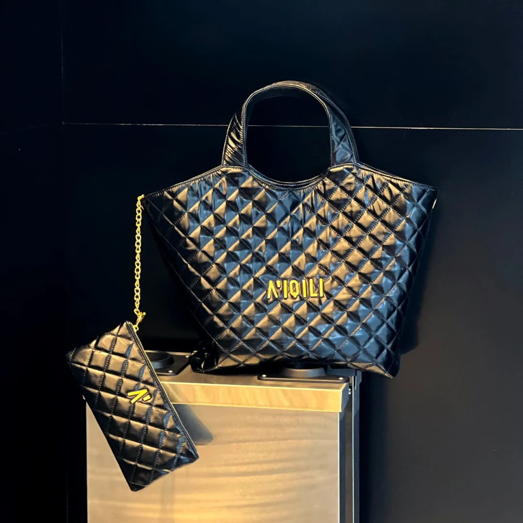 JISHE即奢即奢新款购物袋头层牛皮手提单肩菱格托特包AL7028