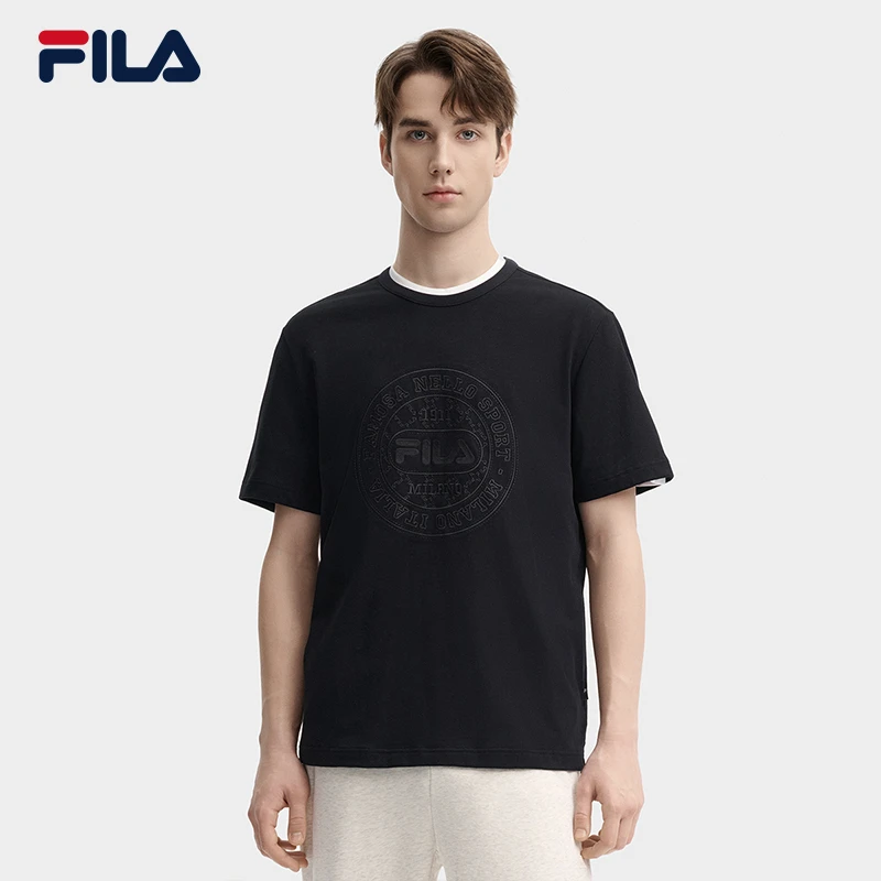 Fila/斐乐男【米兰绒感简约短袖】早秋透气舒适休闲T恤F11M435102F