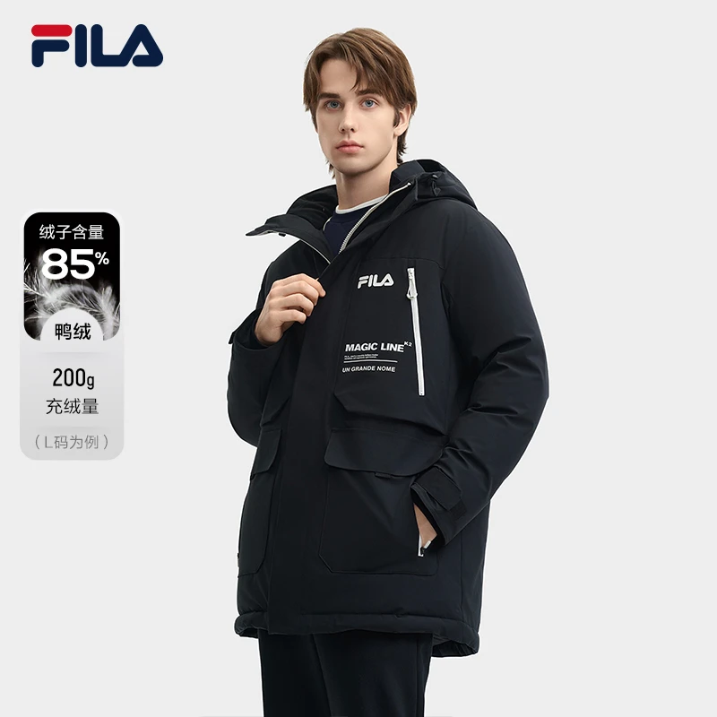 Fila/斐乐男【大兜中长款派克羽绒服】春季宽松时尚外套F11M449903F