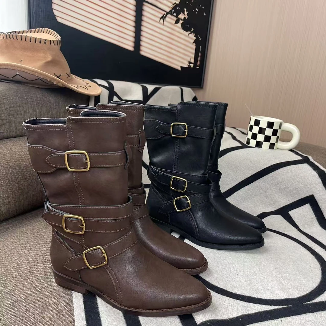 【西部天使】秋冬新款2024时尚休闲气质百搭真皮女士时装靴 327010
