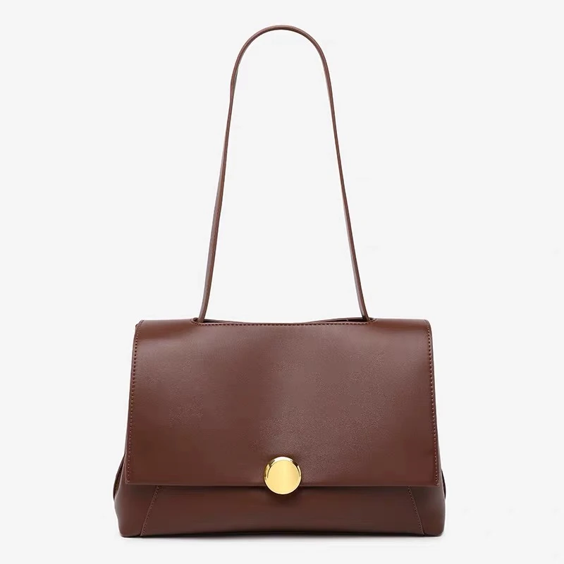 【万姐高定】高级感大容量软皮托特包包百搭单肩腋下包7009-咖色