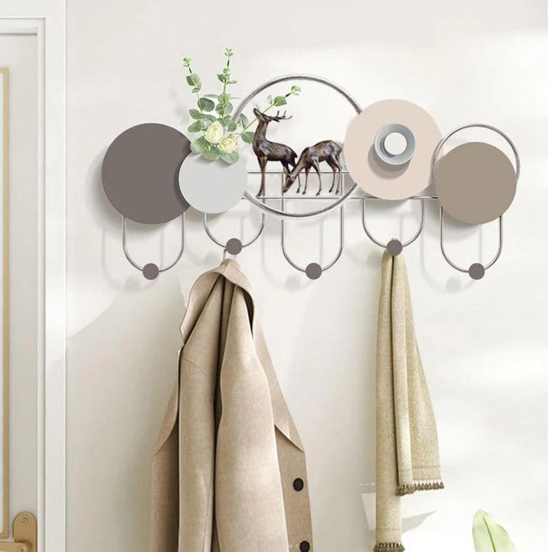 入户墙上装饰客厅简约衣服多功能门后设计玄关墙上挂衣架挂钩