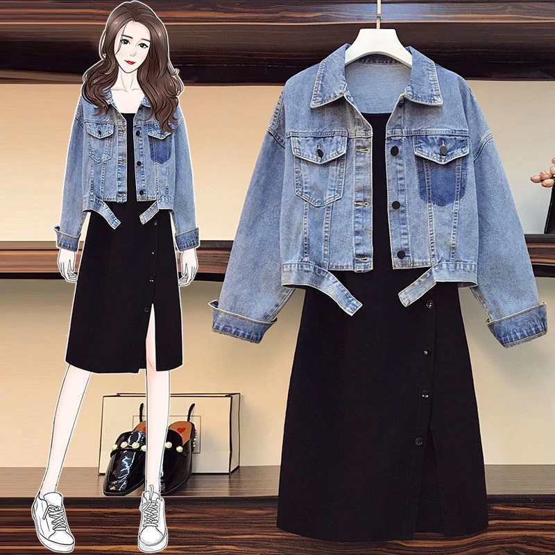 【光圈测试商品】渠道品-大码女装牛仔外套两件套1