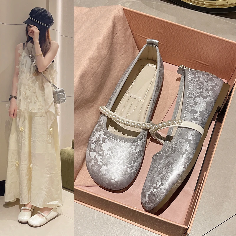 女鞋41到43胖脚宽肥单鞋仙女风玛丽珍鞋软底豆豆鞋百搭平底鞋女款