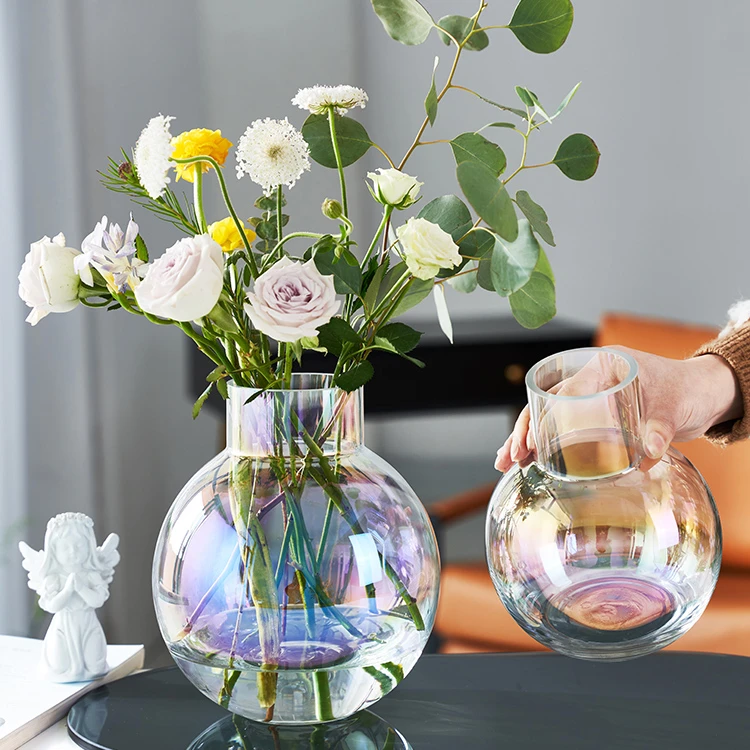 玻璃花瓶透明胖肚子器皿水培鲜花花卉装饰大号客厅餐桌上插花摆件