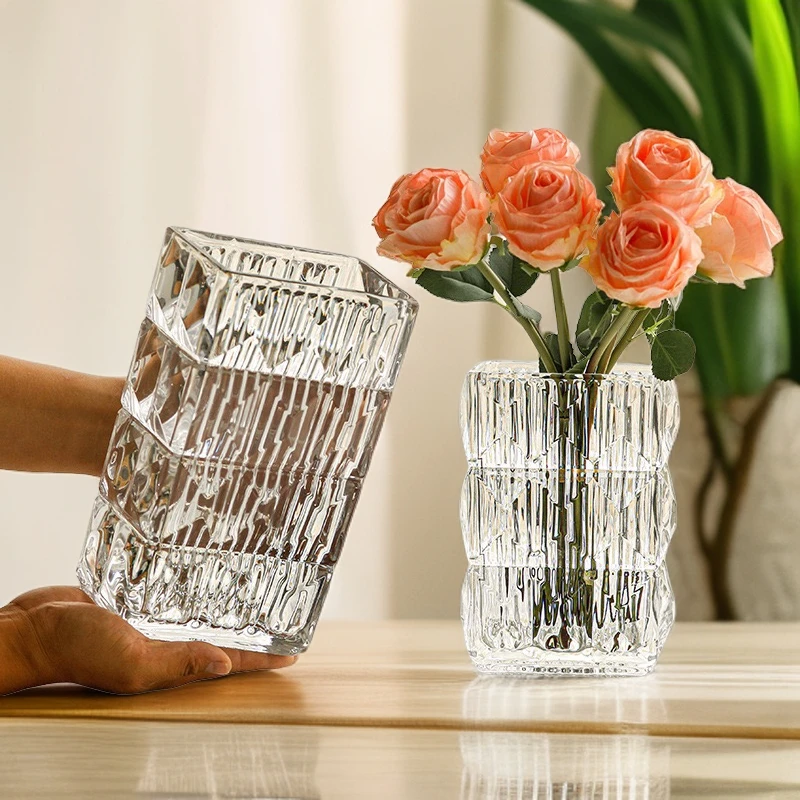 花瓶大号摆件彩色玻璃卢梭透明高档水培鲜花玫瑰百合器皿百搭花瓶