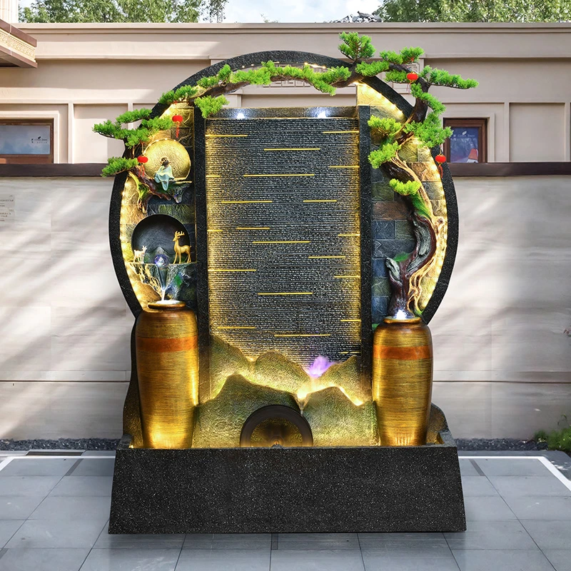 蒙戈宾逊水幕墙流水屏风玄关户外别墅花园庭院假山喷泉景观摆件