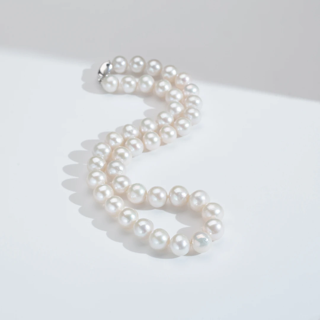 【你要1，我给2】淡水白珠二件套项链9-11mm+白珠耳钉10-11mm S925