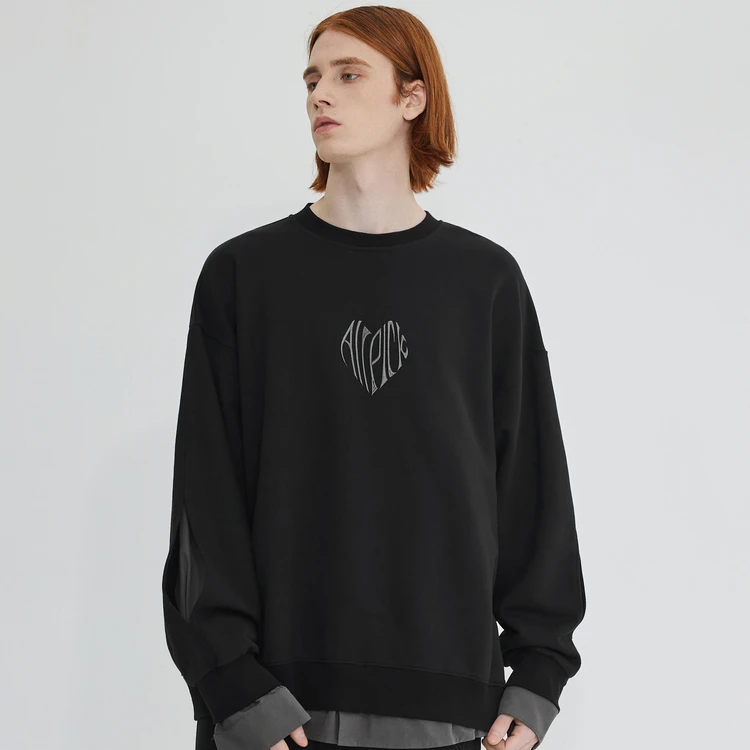 【INXX】ALLPICK潮牌秋新品假两件长袖套头卫衣情侣上衣APD3101019