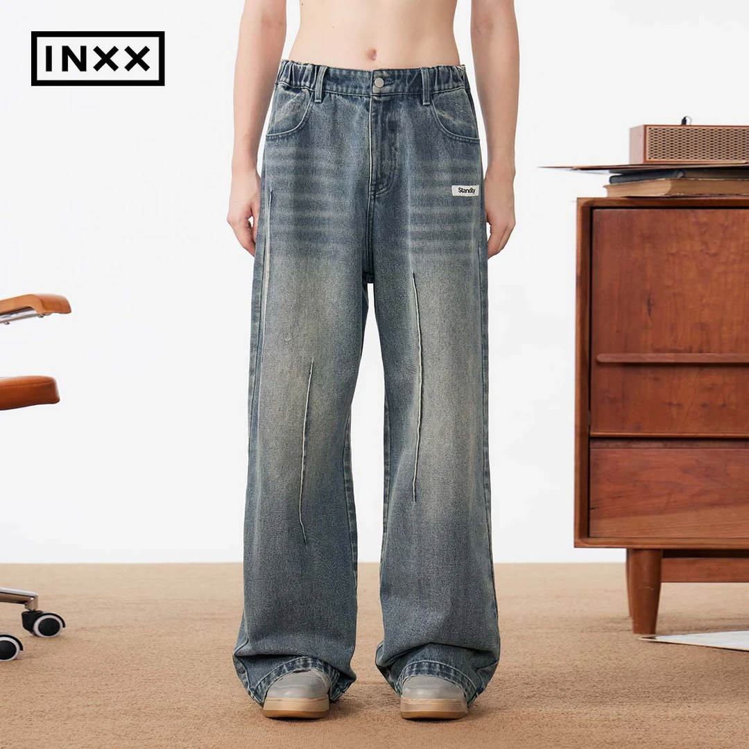 【INXX】Standby 潮牌新品复古水洗刺绣直筒牛仔长裤XME4221436
