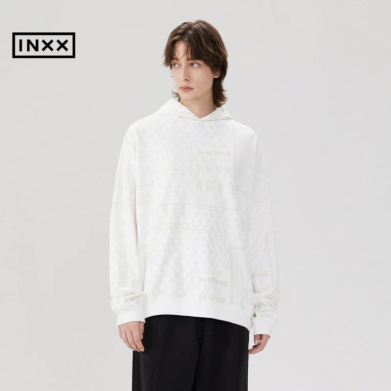 【INXX】ALL PICK 潮牌秋新品套头宽松满印连帽卫衣情侣 APC3101188