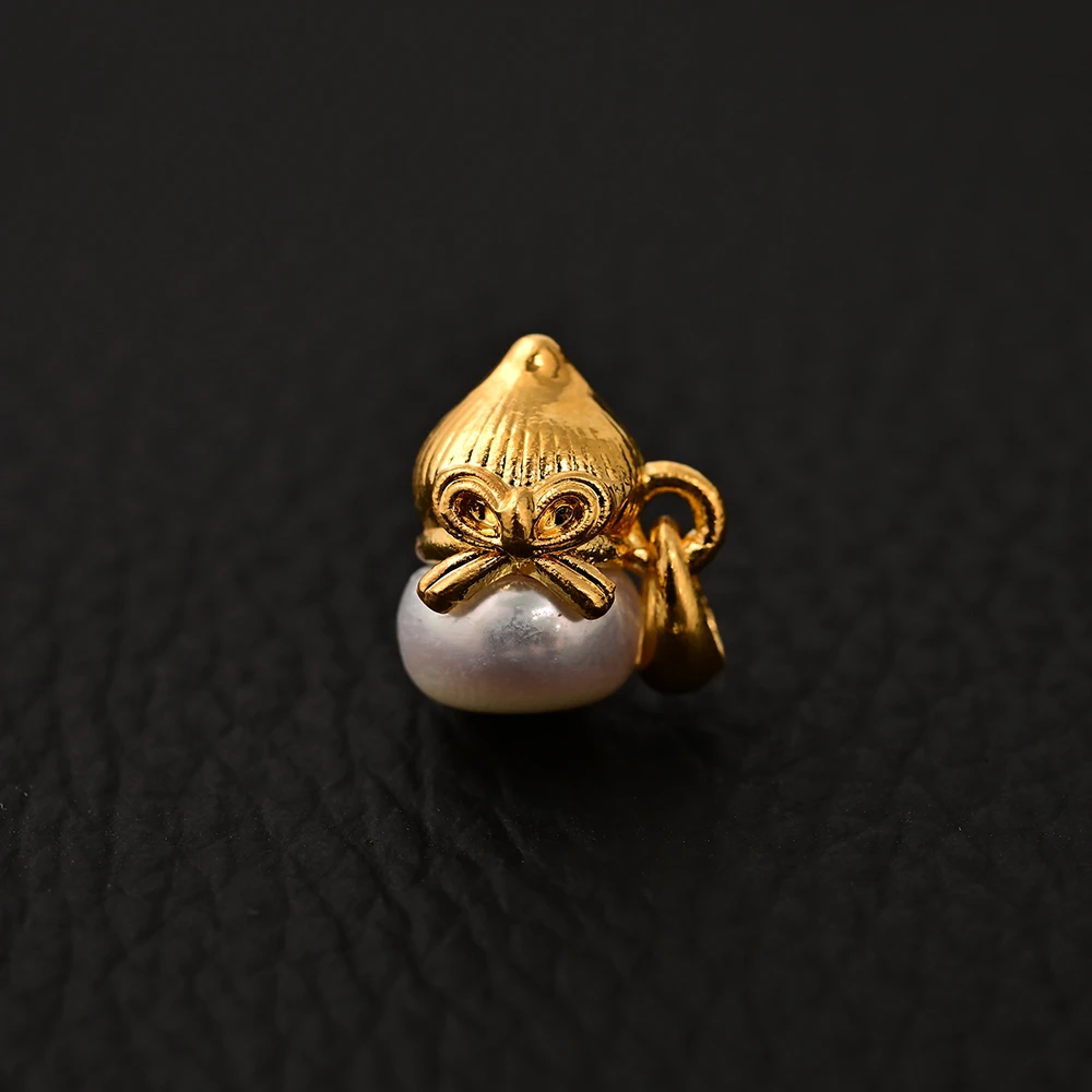 【华林大芮】18K金珍珠葫芦吊坠 不含链* Y15 手工气质复古双面古法