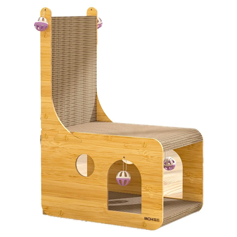 无品牌原木色猫抓板多功能猫抓椅