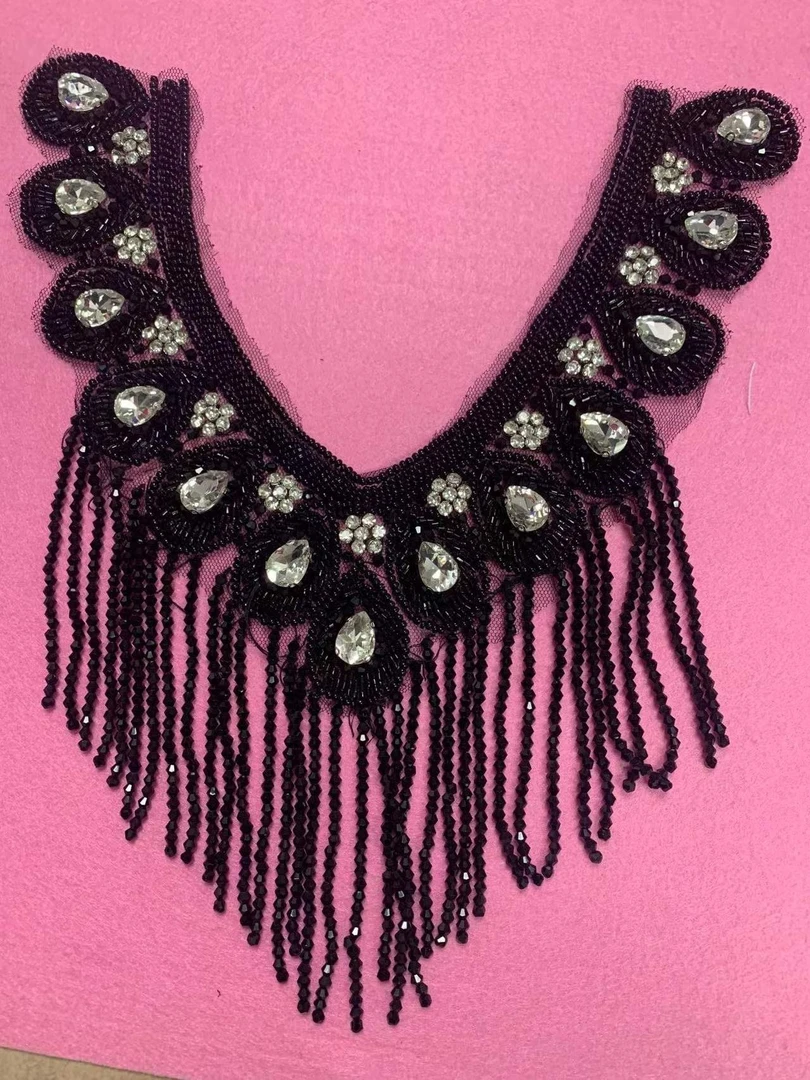 重工水滴水晶流苏领花服装配饰 6011