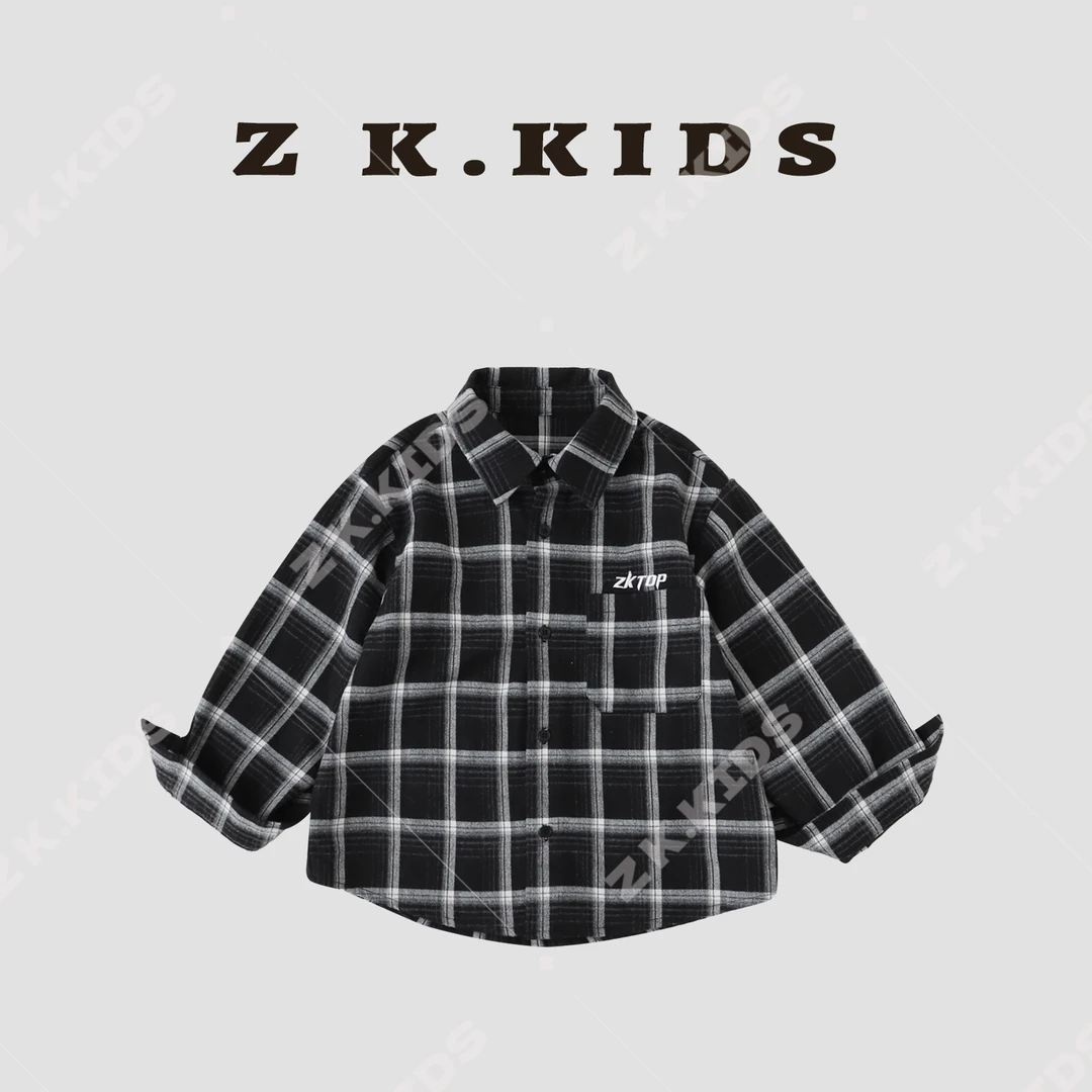 【Z＆K】秋季中大童衬衫经典洋气格纹ZK-72856