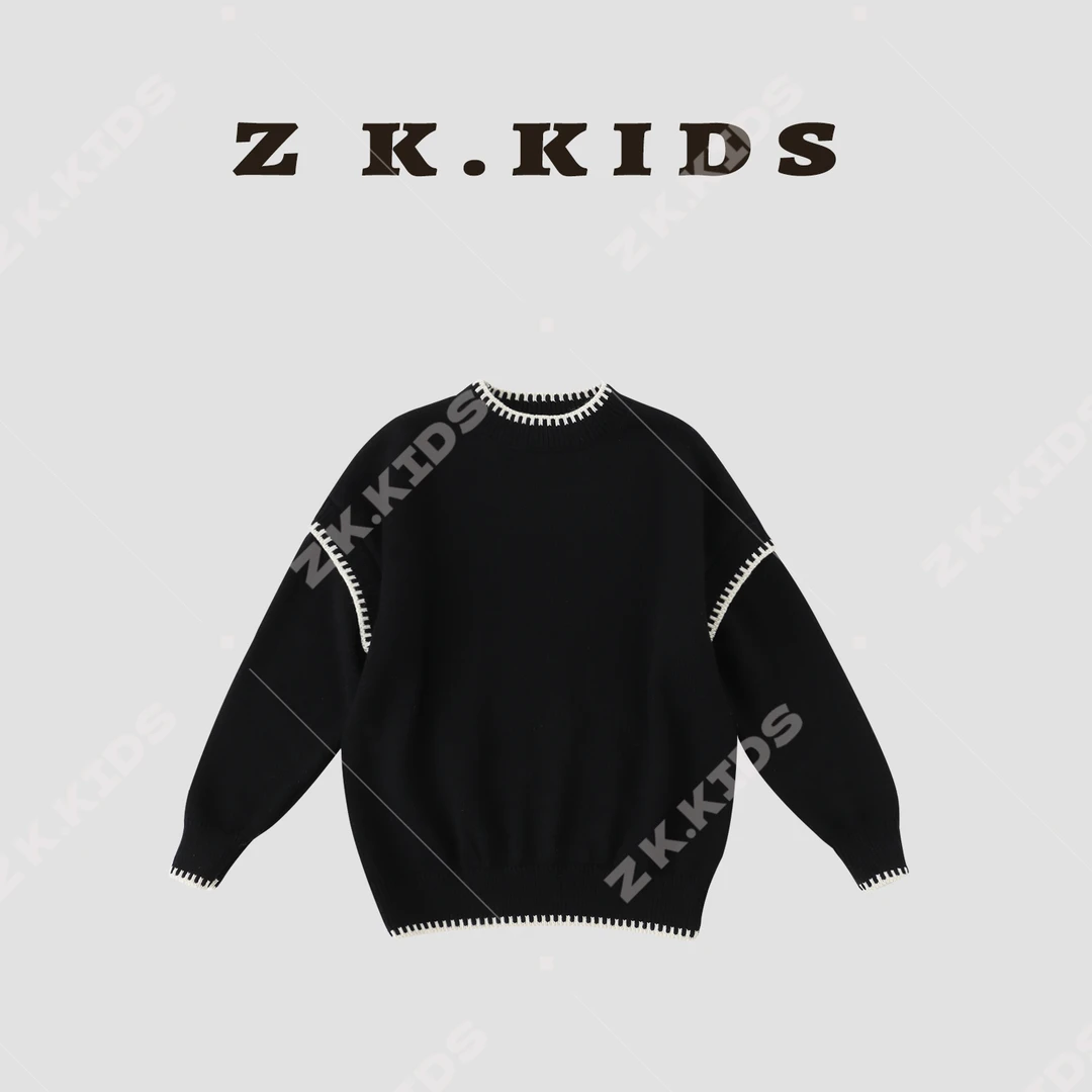 【Z＆K】春秋中大童纯色百搭毛衣JZK-323322