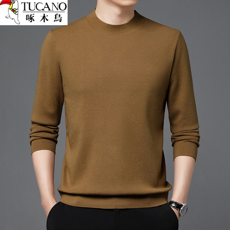 TUCANO/啄木鳥秋冬新款韩版纯色精纺羊毛衫半高领高档长袖男士
