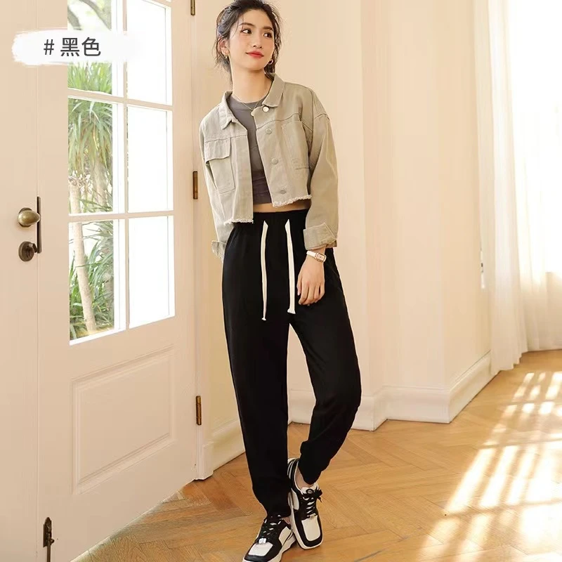 惠美家 高腰束脚裤直筒运动收口