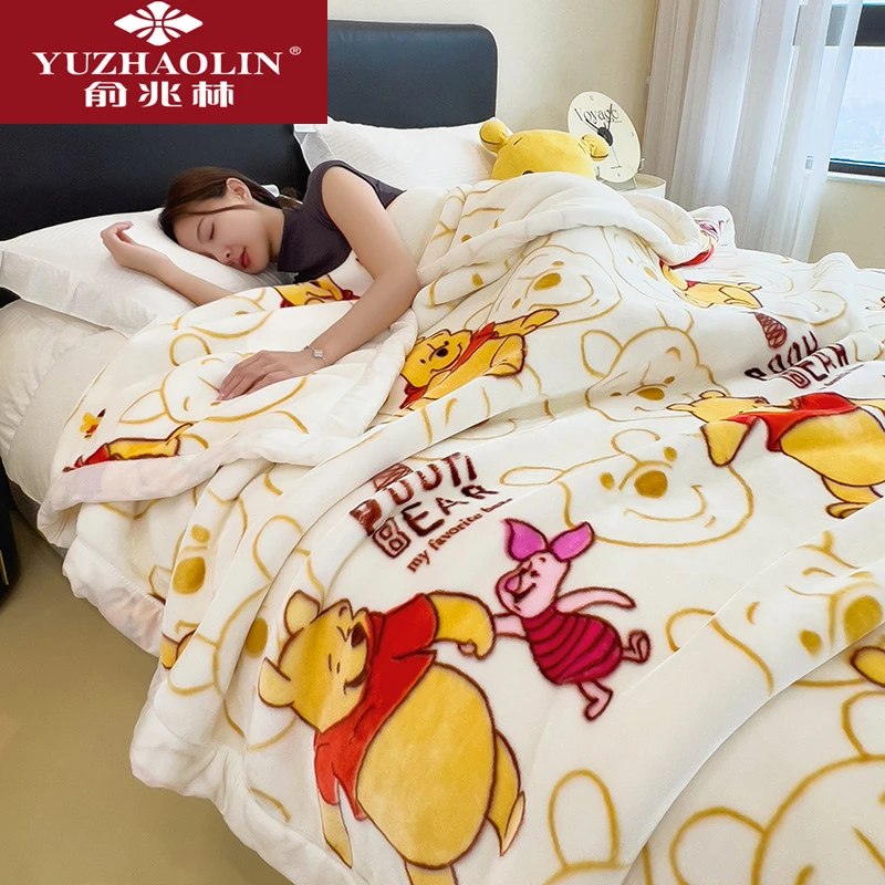 2023新款迪士尼毛毯双层加厚拉舍尔毛毯被子加密超柔单人双人毯子